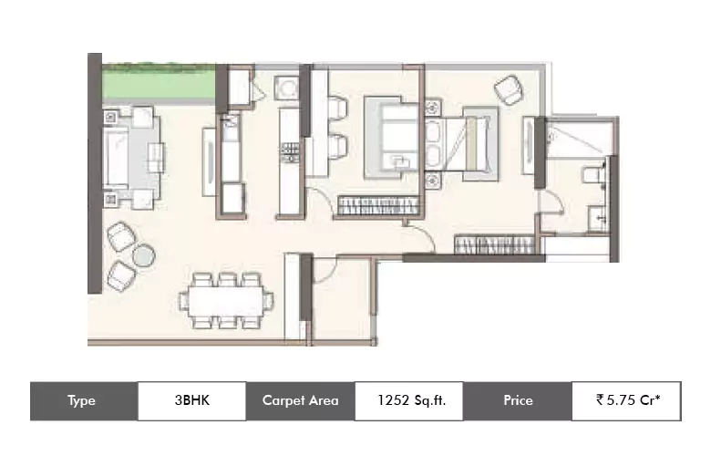3 BHK-1252 Sq.ft
