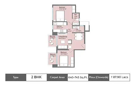 2 BHK-652 Sq.ft. 