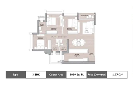 3 BHK-1089 Sq.ft.