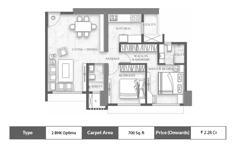 2 BHK Optima-700 Sq.ft.