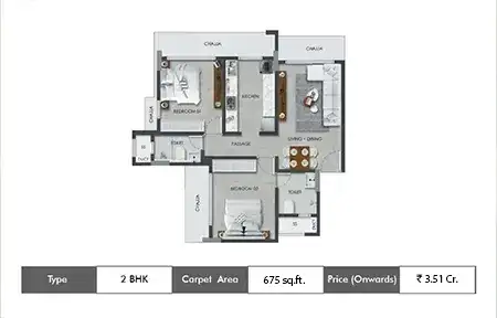 2 BHK-675 Sq.ft.