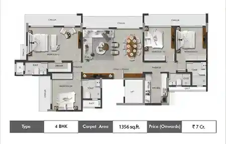 4 BHK-1356 Sq.ft.