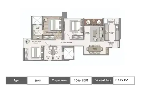 3bhk 1066 sq.ft