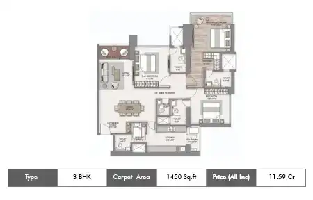 3bhk 1450sq.ft