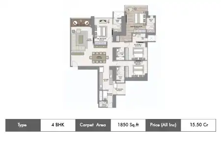 4bhk 1850sq.ft