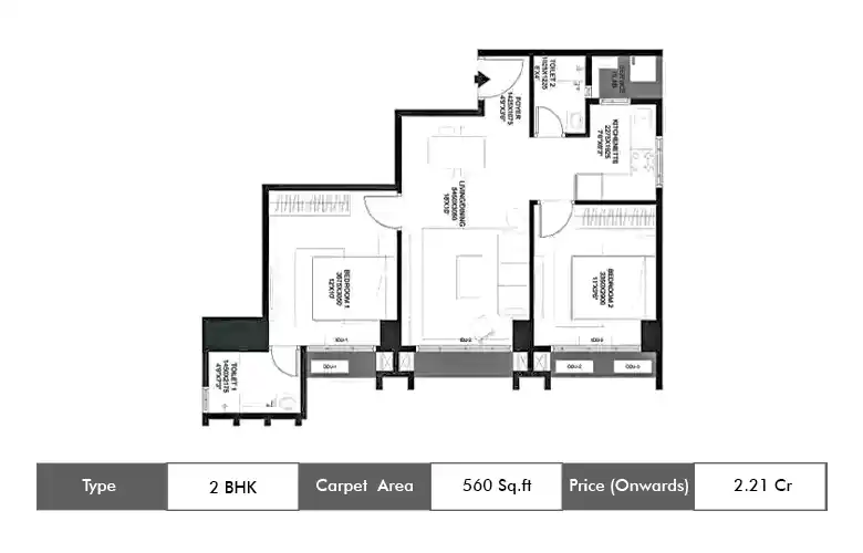 2 BHK-560 Sq.ft.