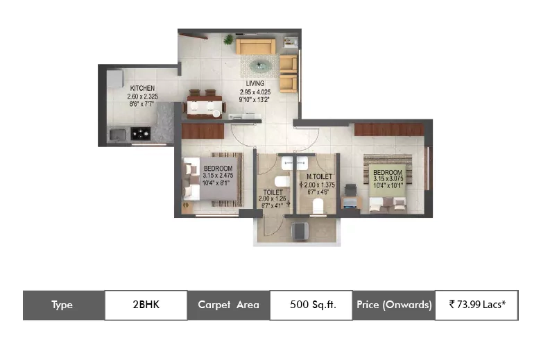 2 Bhk-500 Sq.ft