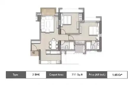 2 BHK-711 Sq.ft.