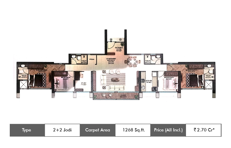 2+2 BHK-1268 Sq.ft.