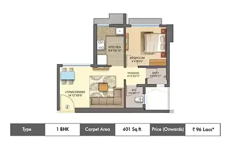 1 BHK 401 Sq.ft
