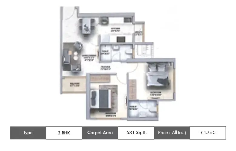 2 BHK-630 Sq.ft.