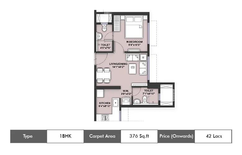 1 Bhk-376 sq.ft