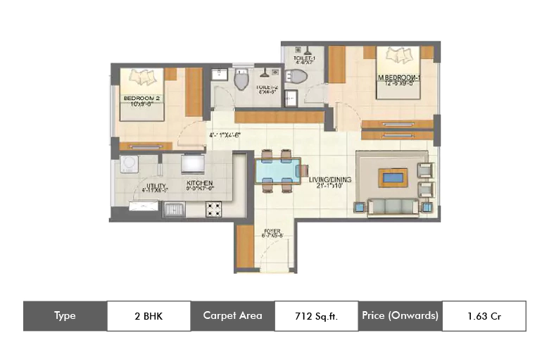 2 Bhk-712 Sq.ft.