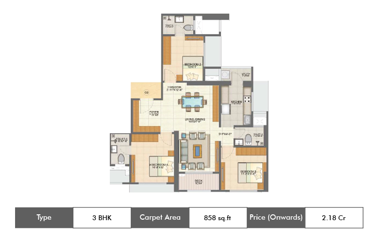 2 Bhk-858 Sq.ft.