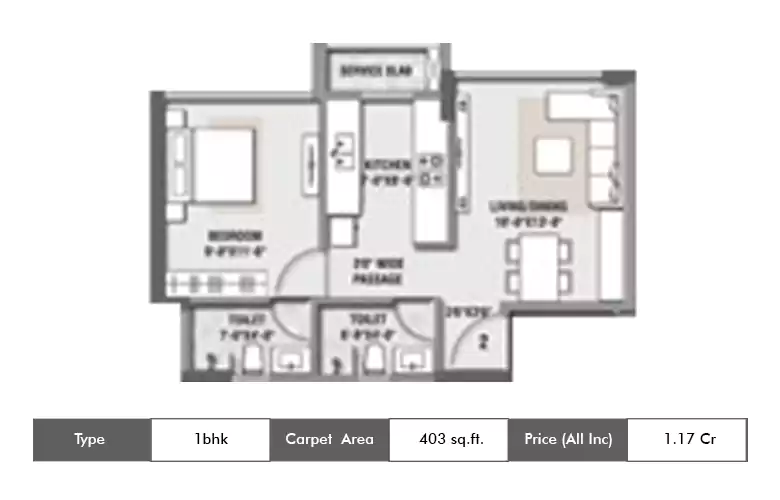 1 BHK-403 Sq.ft.
