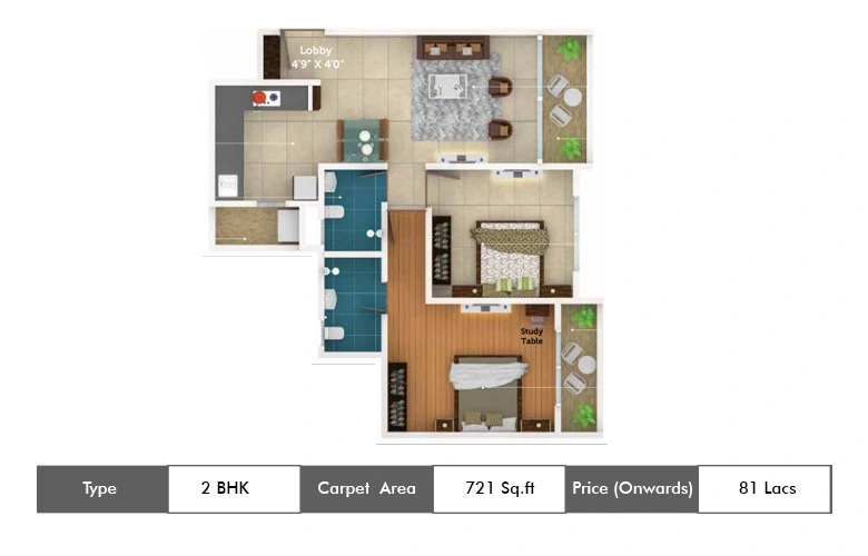 2 Bhk-721 Sq.ft.