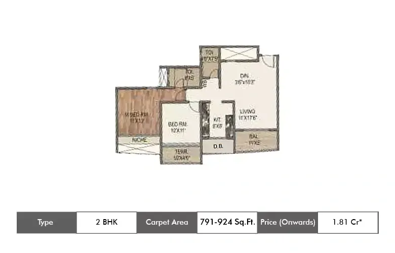 2 Bhk 791-924 Sqft