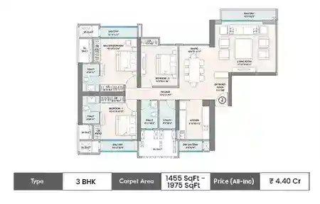 3 BHK-1455-1975 SqFt