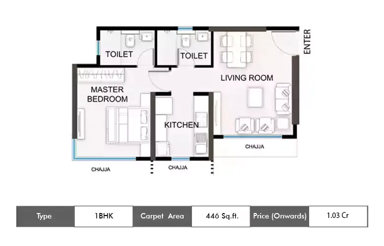 1 BHK 446 Sq.ft