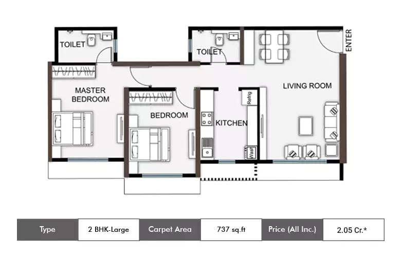 2 BHK 737 Sq.ft