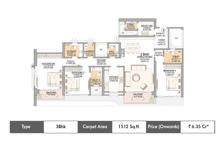 3 Bhk-1512 Sq.ft.