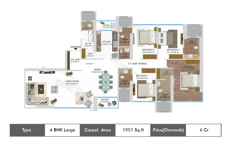 4 BHK-1951 Sq.ft.