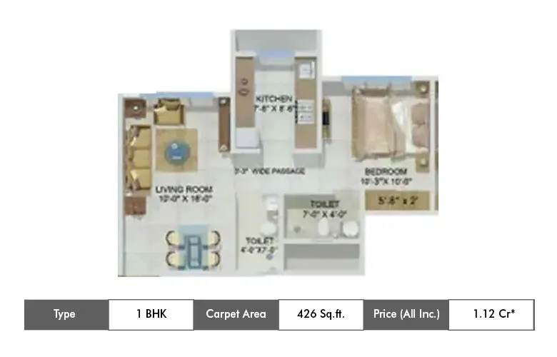 1 BHK-426 Sq.ft.
