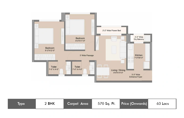 2 Bhk-570 Sq.ft