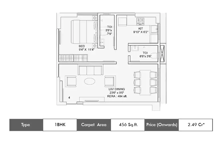 1 Bhk-456 Sq.ft.