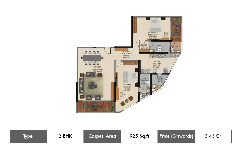 2 Bhk-925 Sq.ft.
