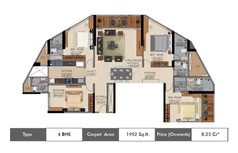 4 Bhk-1992 Sq.ft.