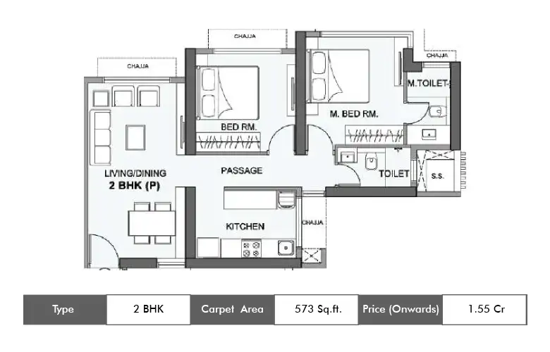 2 Bhk-573 Sq.ft