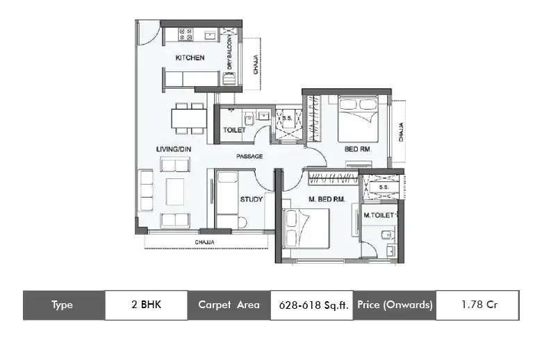 2 Bhk-628 Sq. ft