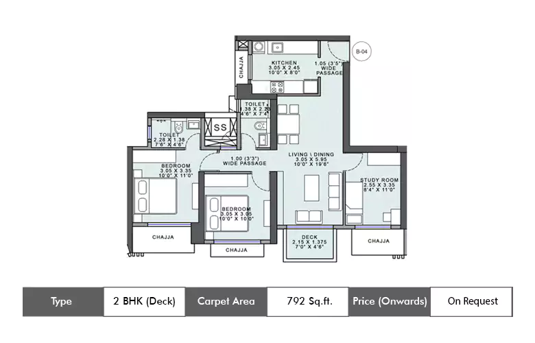 2 Bhk 792 Sq.ft.