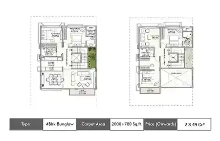 4 Bhk 2000 + 780 Sq.ft.