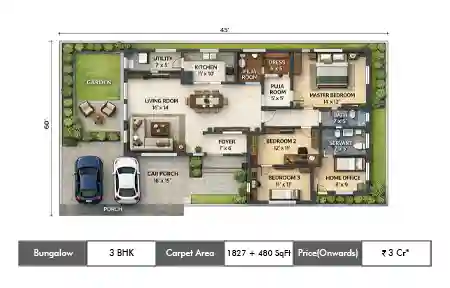 3 BHK-1827+480 Sq.ft